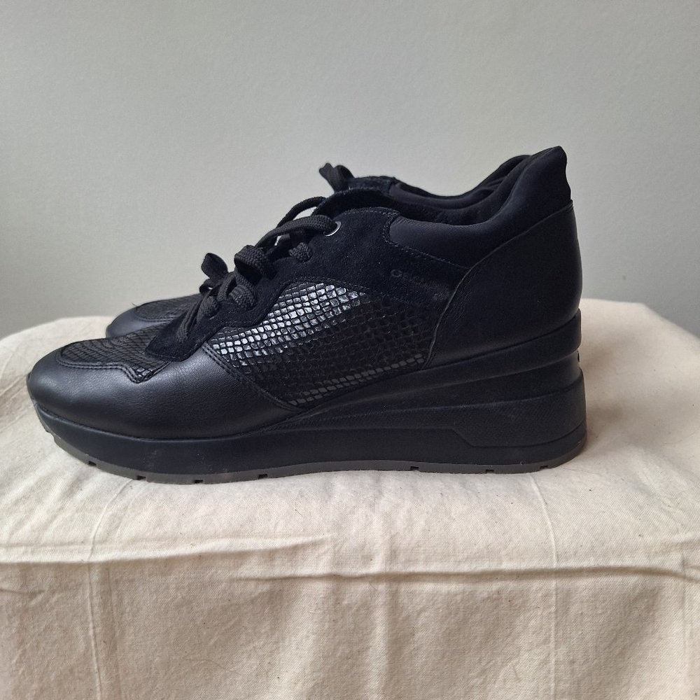 GEOX Black Zosma Wedge Sneakers
